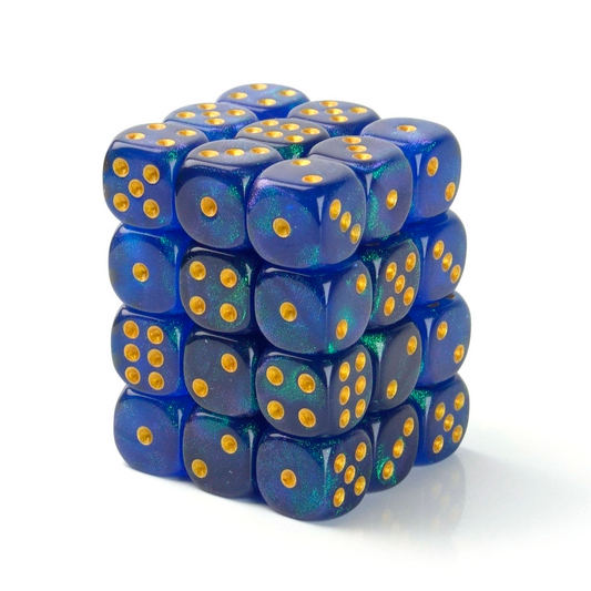 Galaxy Blue and Green - 12mm Marble D6 Dice – 36 Pack