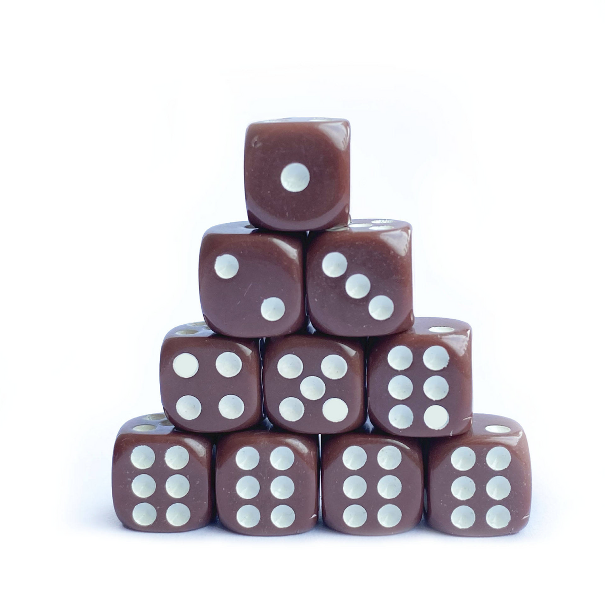 Classic Brown - 12mm Opaque D6 Dice – 36 Pack