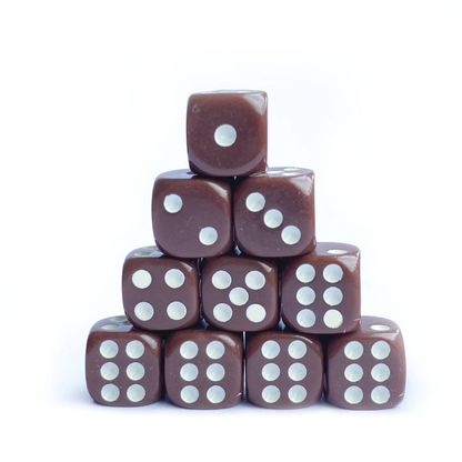 Classic Brown - 12mm Opaque D6 Dice – 36 Pack
