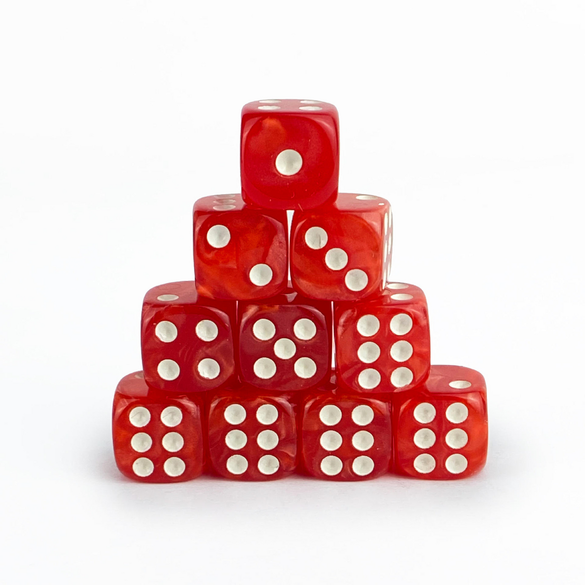 Pearl Red - 12mm Marble D6 Dice – 36 Pack