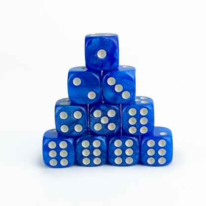 Pearl Navy Blue - 12mm Marble D6 Dice – 36 Pack