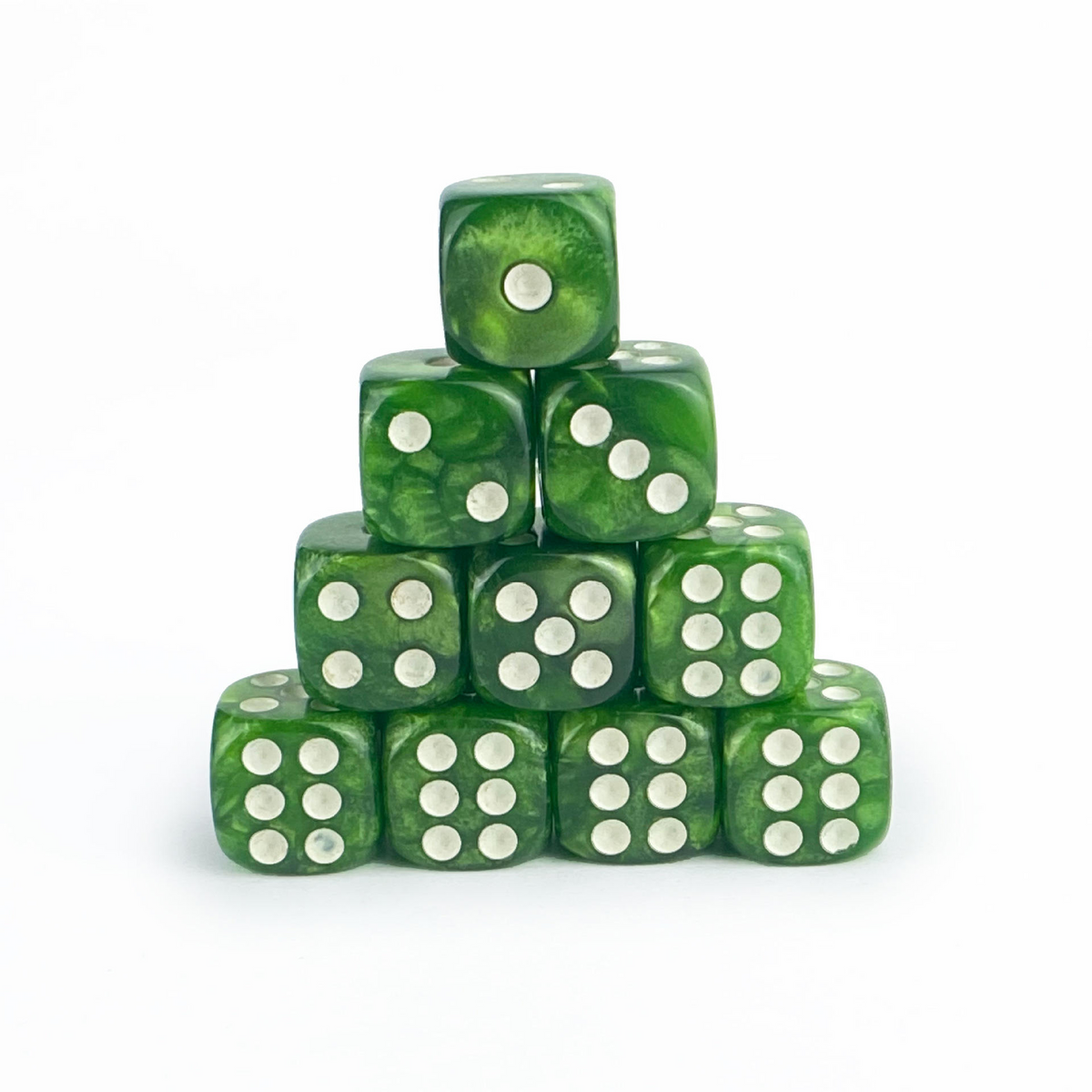 Pearl Green - 12mm Marble D6 Dice – 36 Pack
