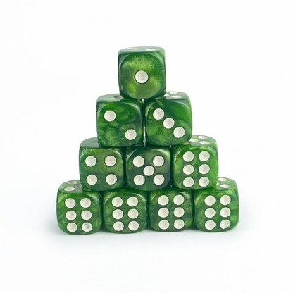 Pearl Green - 12mm Marble D6 Dice – 36 Pack