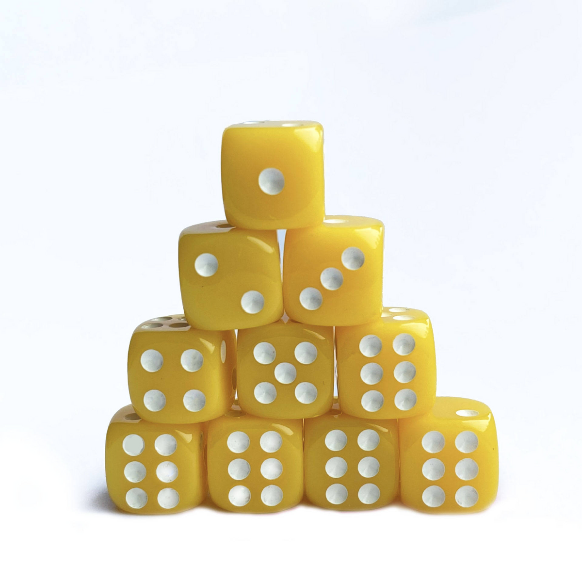 Classic White and Yellow - 12mm Opaque D6 Dice – 36 Pack
