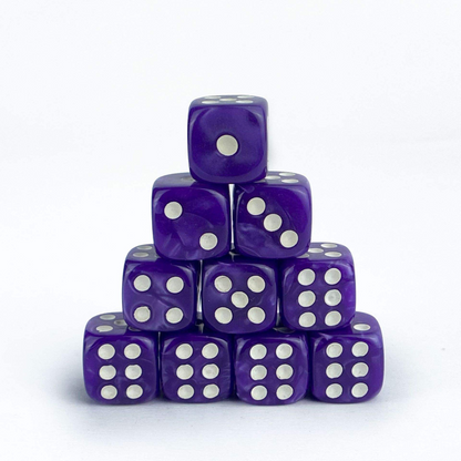 Pearl Purple - 12mm Marble D6 Dice – 36 Pack