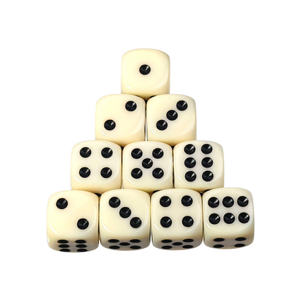 Classic Ivory - 12mm Opaque D6 Dice – 36 Pack