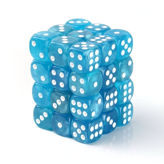 Galaxy Sky Blue - 12mm Marble D6 Dice – 36 Pack