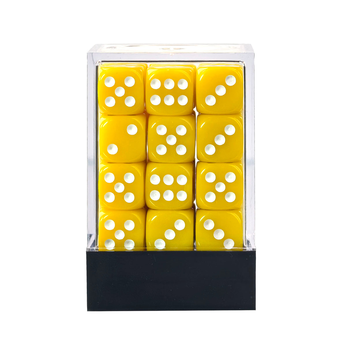 Classic White and Yellow - 12mm Opaque D6 Dice – 36 Pack