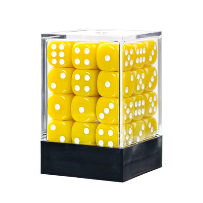 Classic White and Yellow - 12mm Opaque D6 Dice – 36 Pack