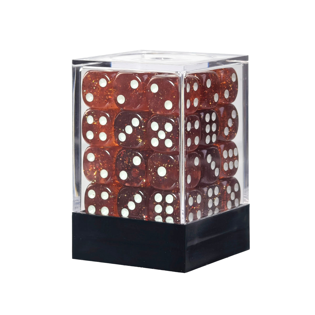 Glitter Coral Red - 12mm D6 Dice – 36 Pack