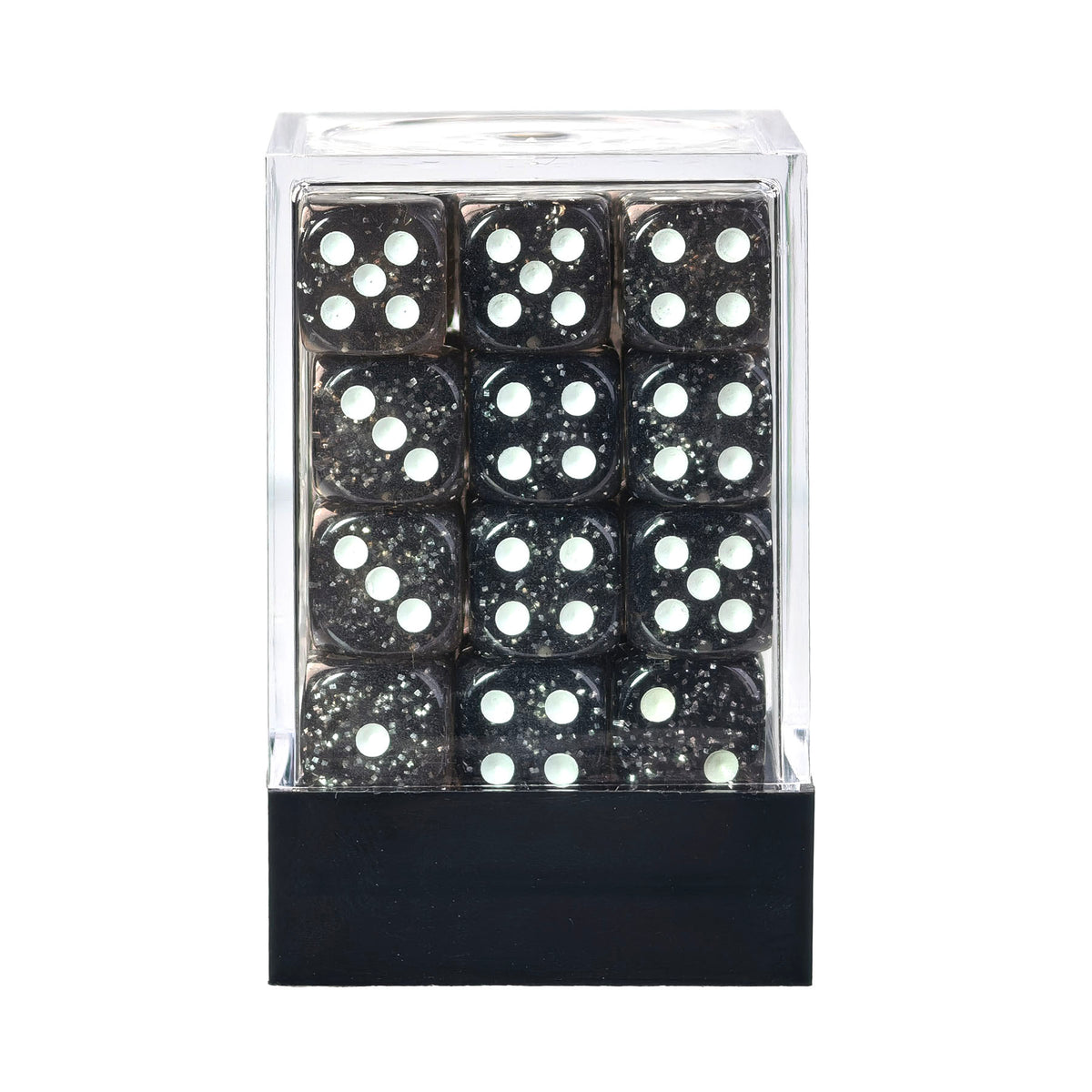 Glitter Black - 12mm D6 Dice – 36 Pack