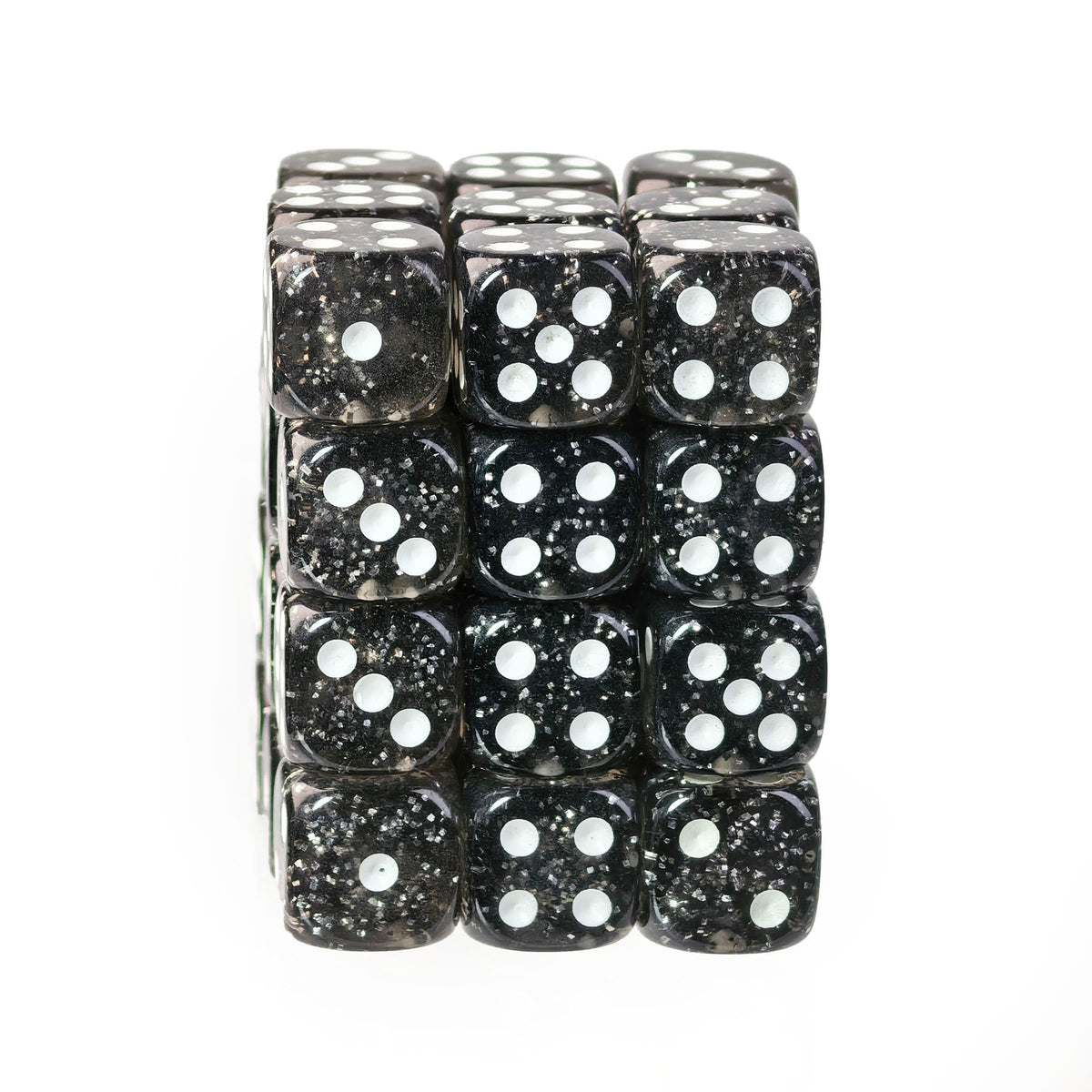 Glitter Black - 12mm D6 Dice – 36 Pack