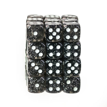 Glitter Black - 12mm D6 Dice – 36 Pack