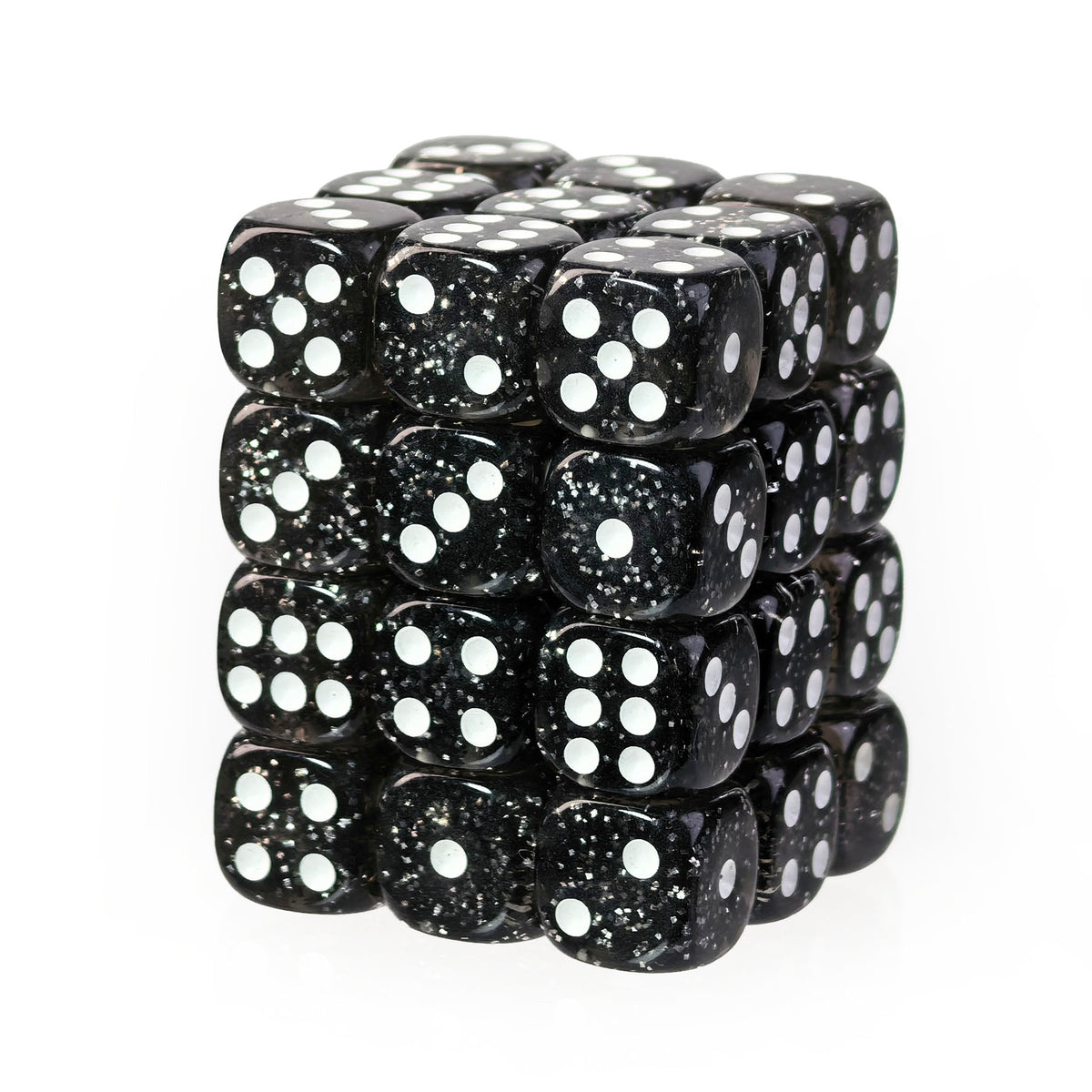 Glitter Black - 12mm D6 Dice – 36 Pack