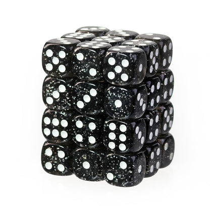 Glitter Black - 12mm D6 Dice – 36 Pack