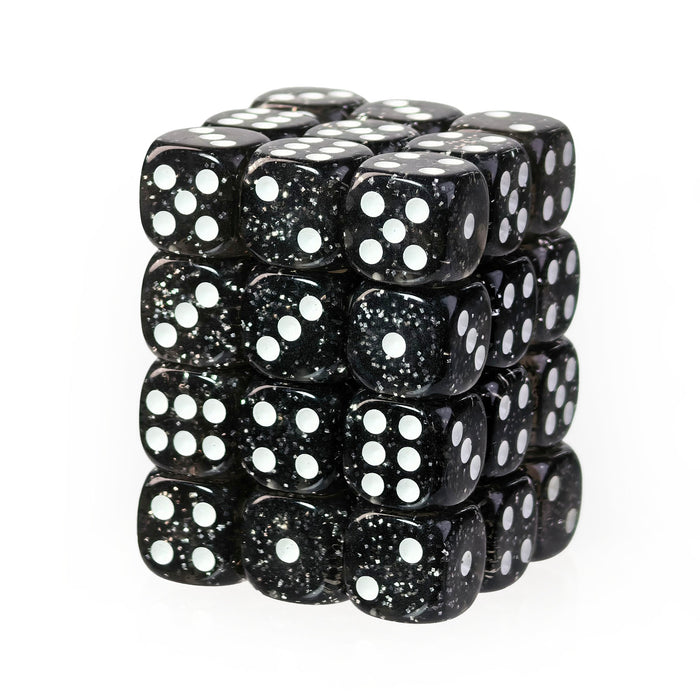 Glitter Black - 12mm D6 Dice – 36 Pack
