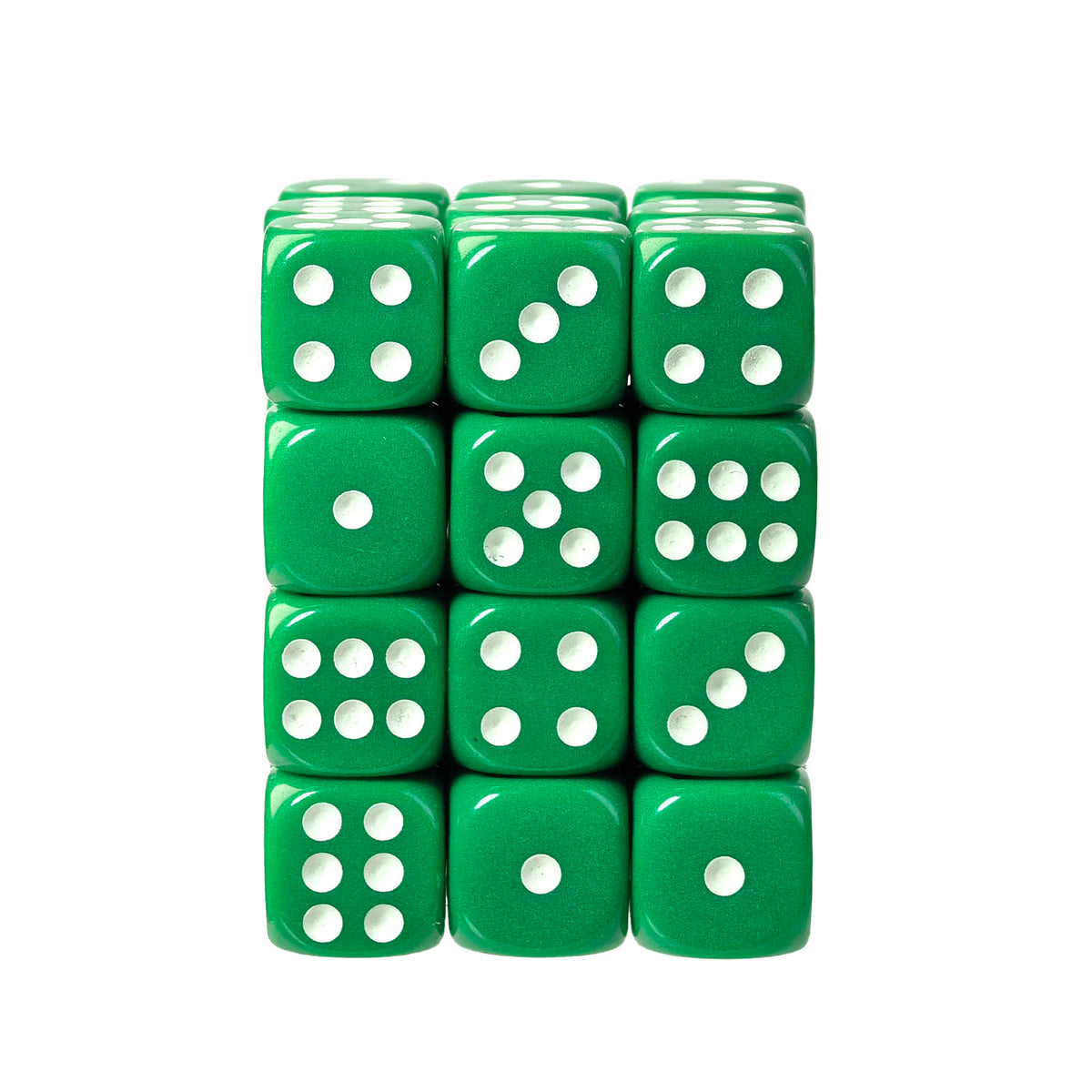 Classic Green - 12mm Opaque D6 Dice – 36 Pack
