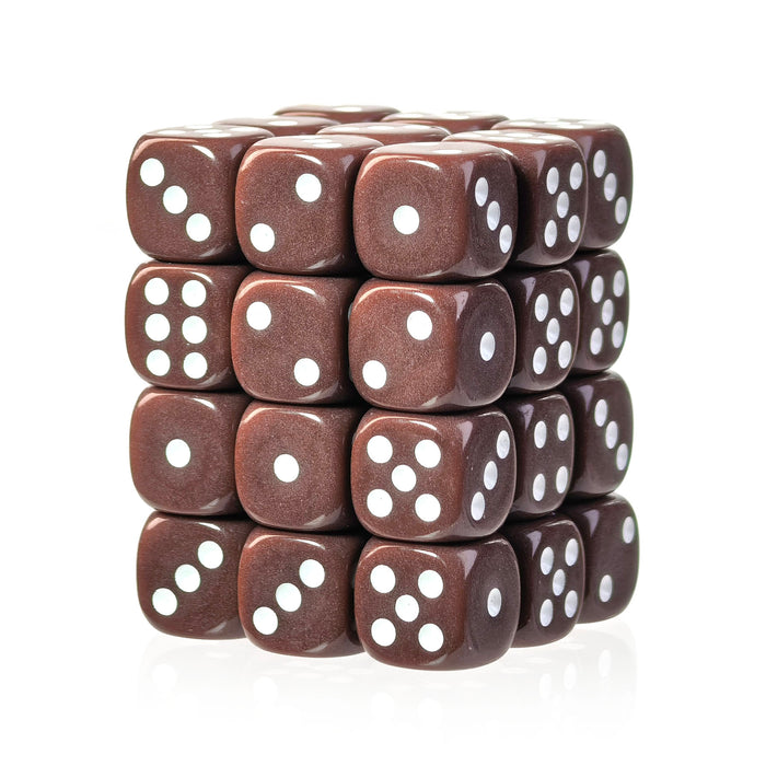 Classic Brown - 12mm Opaque D6 Dice – 36 Pack