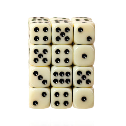 Classic Ivory - 12mm Opaque D6 Dice – 36 Pack
