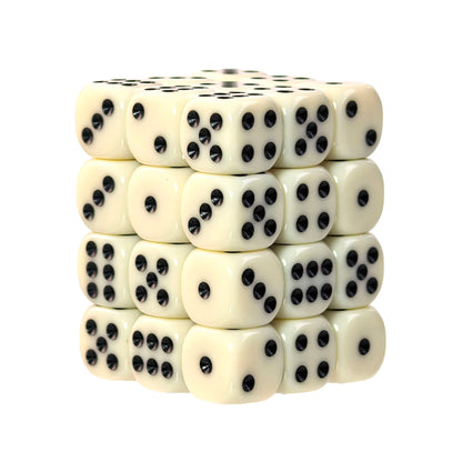 Classic Ivory - 12mm Opaque D6 Dice – 36 Pack