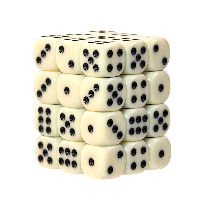 Classic Ivory - 12mm Opaque D6 Dice – 36 Pack