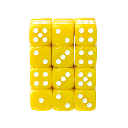 Classic White and Yellow - 12mm Opaque D6 Dice – 36 Pack