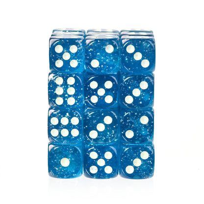 Glitter Light Blue - 12mm D6 Dice – 36 Pack
