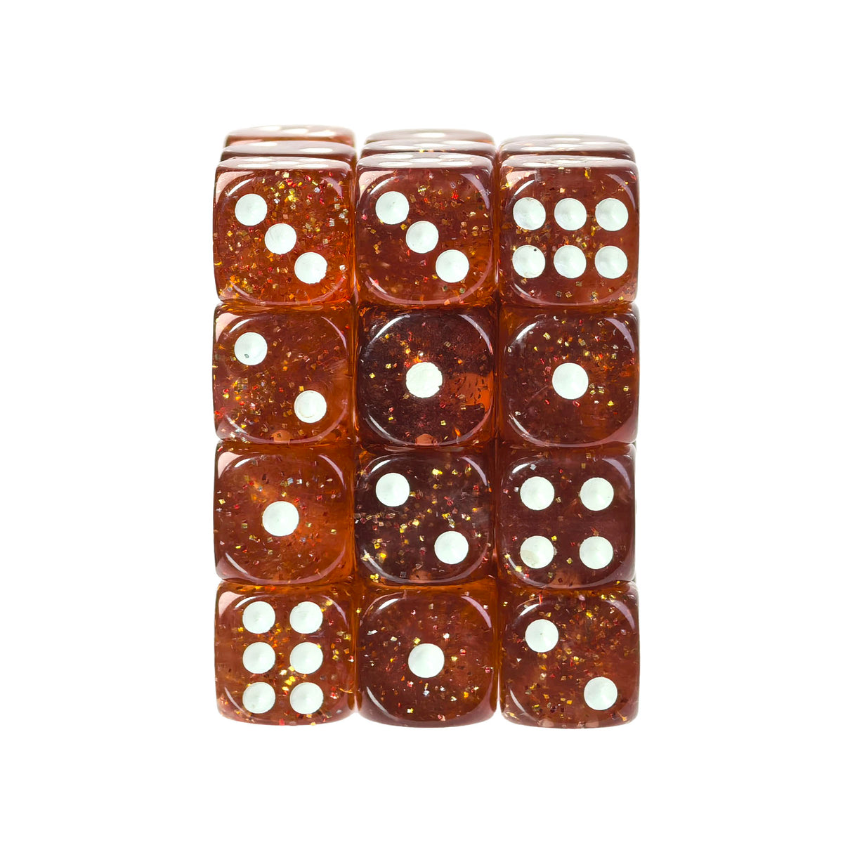 Glitter Coral Red - 12mm D6 Dice – 36 Pack