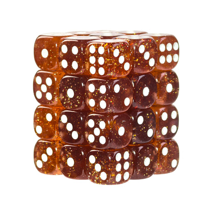 Glitter Coral Red - 12mm D6 Dice – 36 Pack