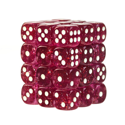 Glitter Red - 12mm D6 Dice – 36 Pack