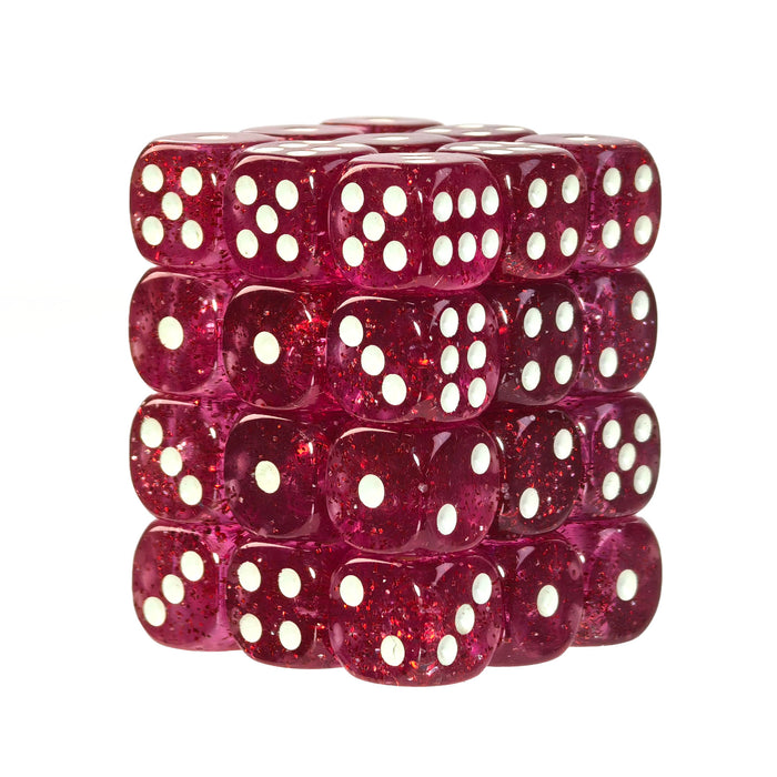 Glitter Red - 12mm D6 Dice – 36 Pack