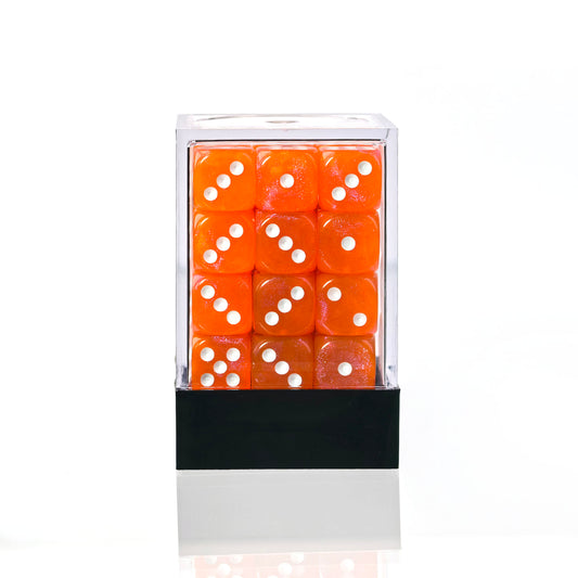 Galaxy Orange - 12mm Marble D6 Dice – 36 Pack