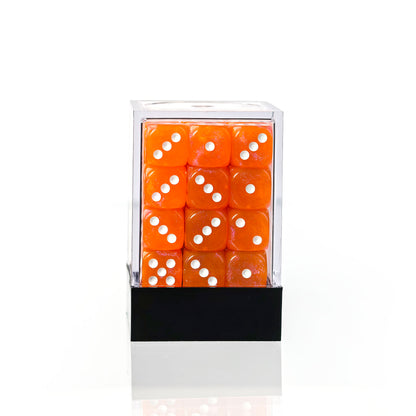 Galaxy Orange - 12mm Marble D6 Dice – 36 Pack