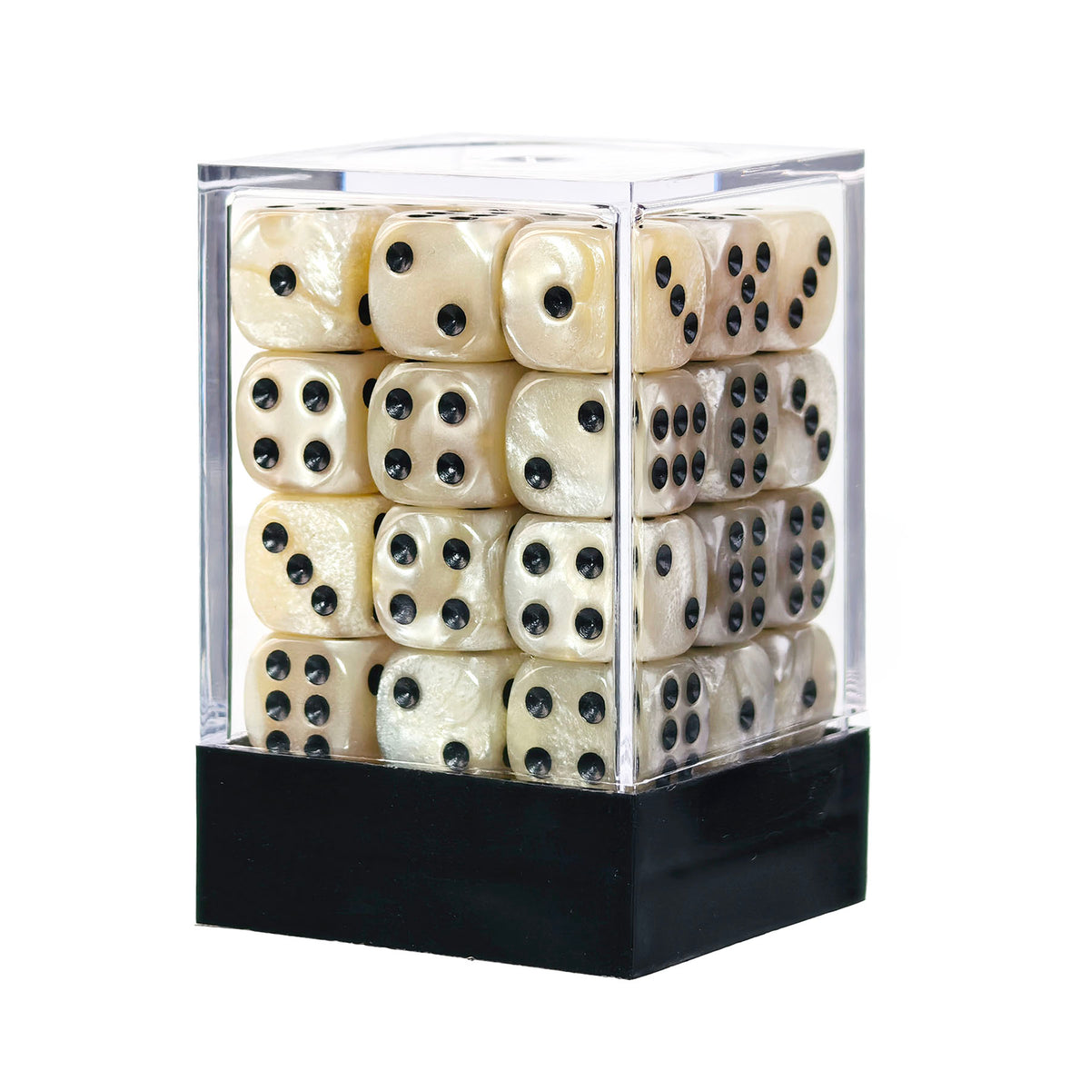 Pearl Ivory - 12mm Marble D6 Dice – 36 Pack