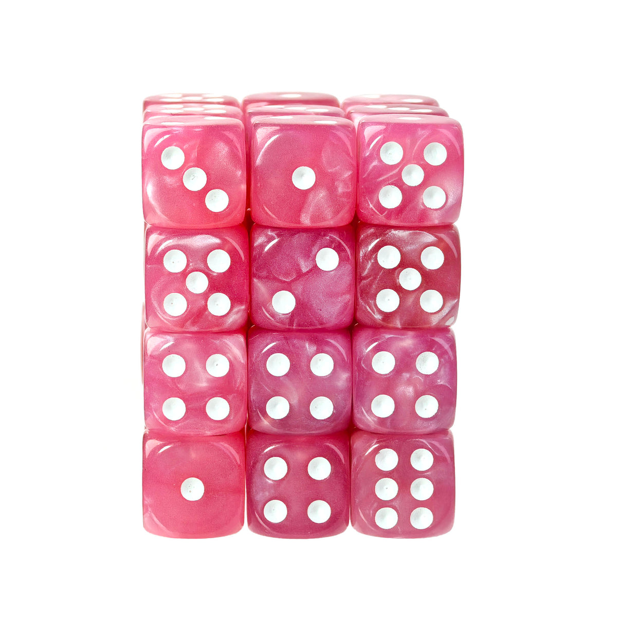 Pearl Pink - 12mm Marble D6 Dice – 36 Pack