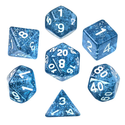 Blue Crystal Glitter  – 7 Pack RPG Dice