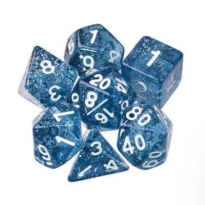 Blue Crystal Glitter  – 7 Pack RPG Dice