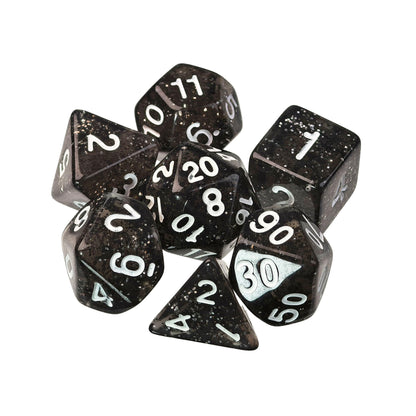 Black Crystal Glitter  – 7 Pack RPG Dice