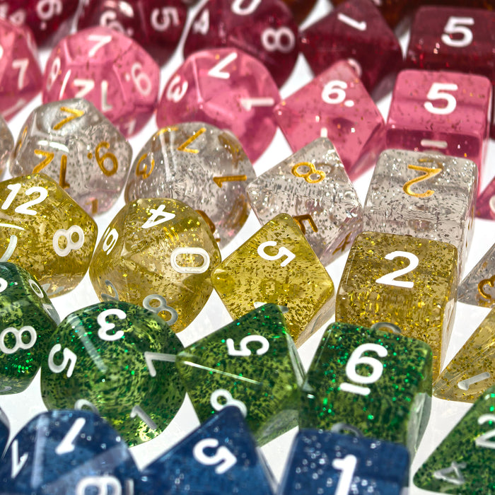 Green Crystal Glitter  – 7 Pack RPG Dice