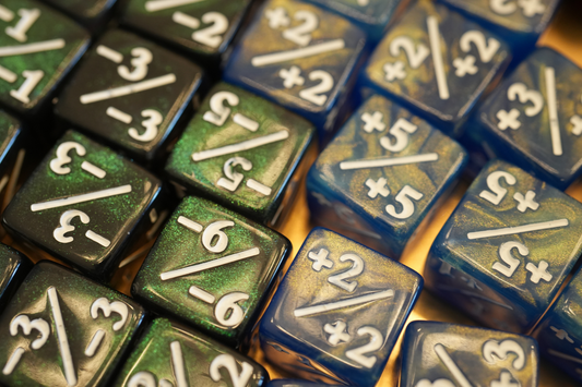 Shimmering Blue and Nebula Green + / - Counter Dice – 12 Pack