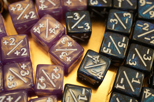 Shimmering Pink and Nebula Blue + / - Counter Dice – 12 Pack