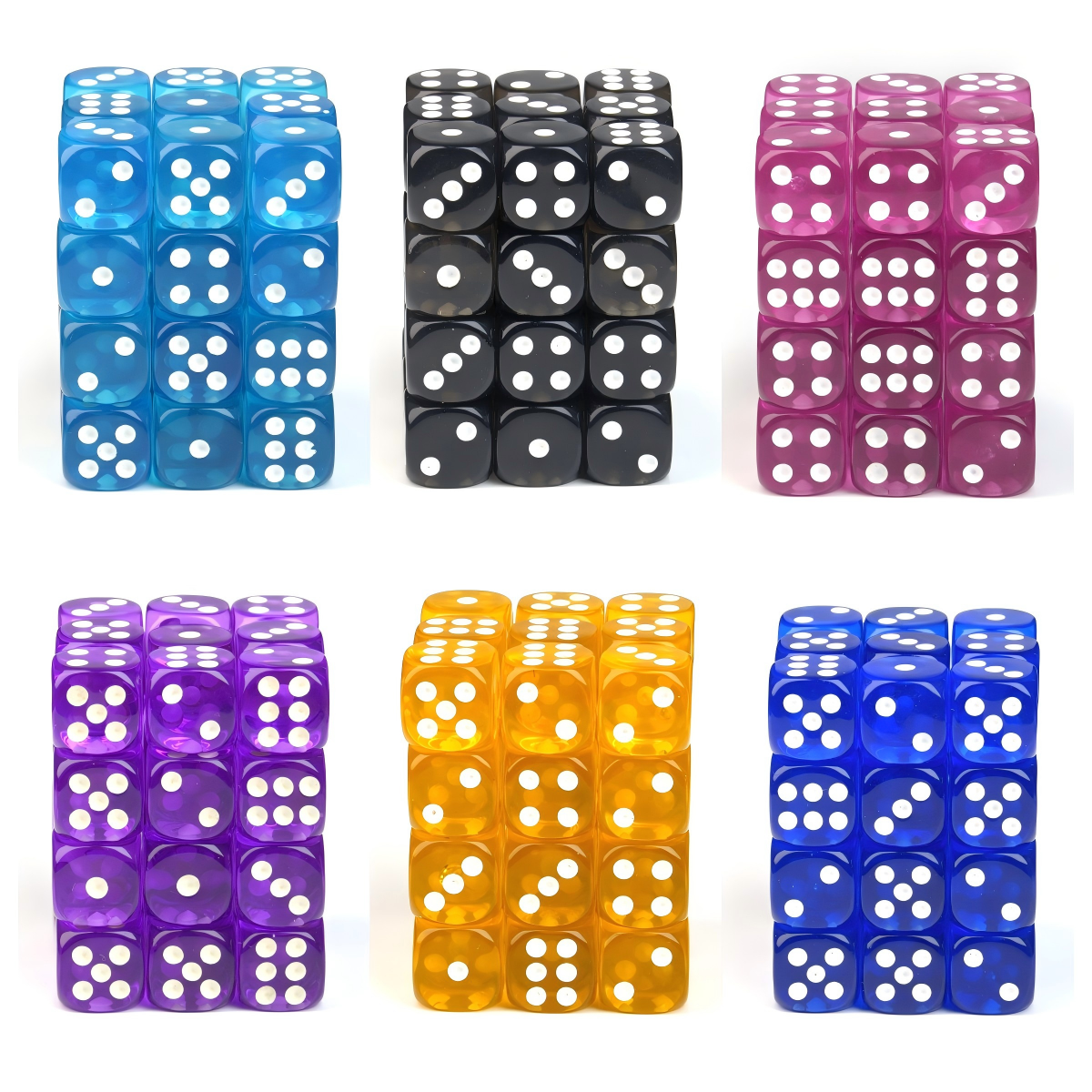 Transparent Light Blue - 12mm D6 Dice – 36 Pack